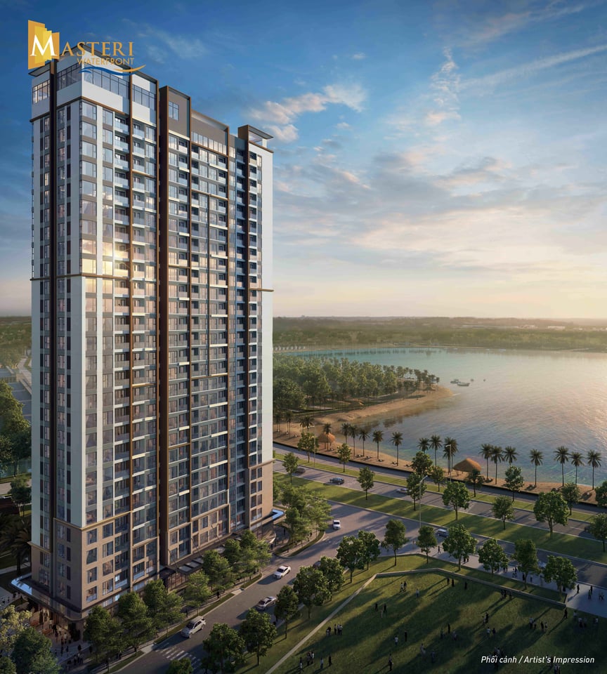 Tầm view tuyệt đẹp ra hồ cảnh quan từ Masteri Waterfront. 