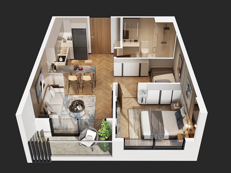 Căn hộ mẫu 1PN + 1 tòa M3 Masteri Waterfront.